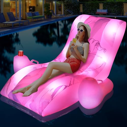 DeeprBetter Luftmatratze Sessel Pool, Solar Luftmatratze Pool mit Leuchten, Luftmatratze...