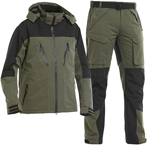 FLADEN Outdoor Authentic 2.0 Angel Anzug - Grün-Schwarz - Jacke + Hose - Wasserdicht...