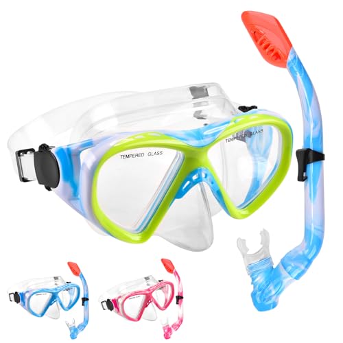 Schnorchelset Kinder - Taucherbrille Kinder mit Schnorchel Anti Leck Anti Fog HD...