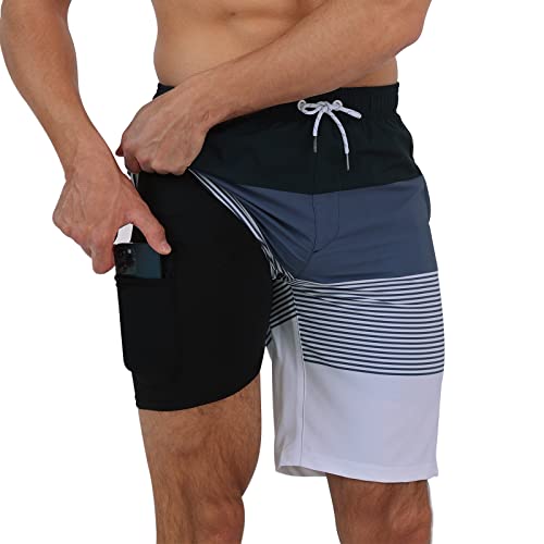 Arcweg Badehose für Herren Badeshorts mit Kompression 2 in 1 Swimming Shorts...