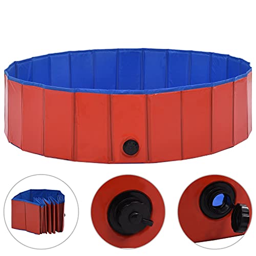 vidaXL Hundepool Faltbar Rot 120x30cm PVC Schwimmbecken Hundebad Wasserbecken