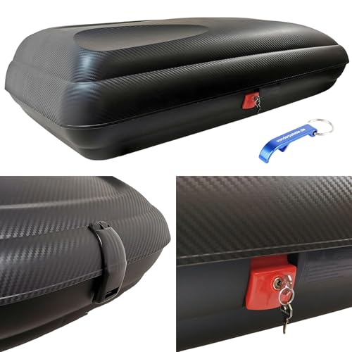 Dachbox Auto VDP-BA320 - Dachkoffer für Auto 320l - Autobox Dach im Carbonlook - Roof Box...