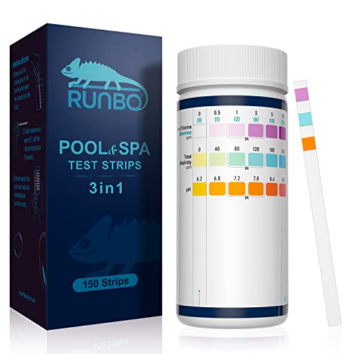 RUNBO 3-in-1 Pool-Teststreifen für Spa, 150 Stäbchen, Teststreifen, Wassertest-Set,...