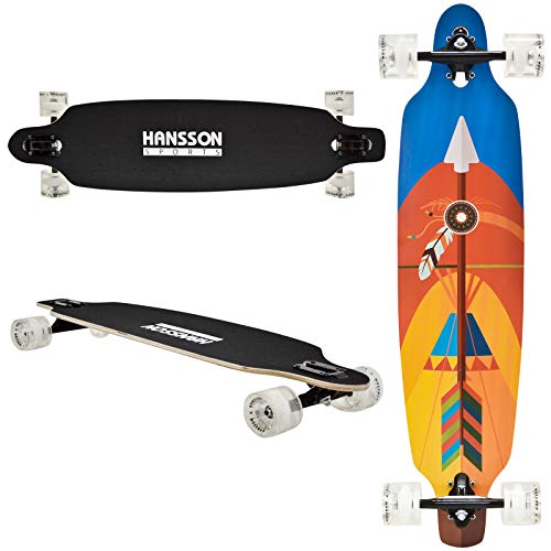 Hansson.Sports Top Longboard Komplett Skateboard Long Board 99cm (39 inch). 2 Motive zur...