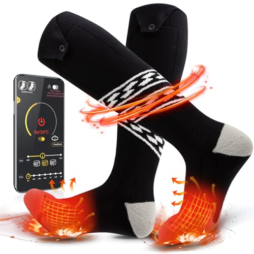 Beheizbare Socken für Männer & Frauen, 5V 5000mAh Batterie Beheizte Socken mit Akku,...