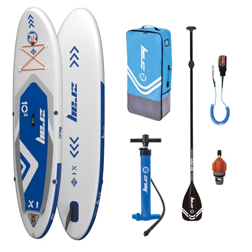 Zray SUP X1 Aufblasbares Stand Up Paddle Board blau 310x81x15cm Dropstitch mit Paddel...