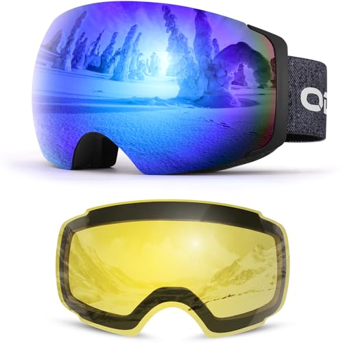 Odoland Skibrille Unisex für Damen und Herren Jungen Rahmenlose Snowboardbrille mit...