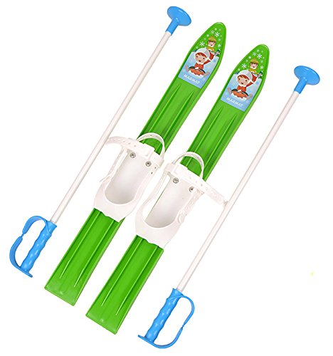 MARMAT SKI Skier KINDER BINDUNG + Stöcken KINDER-SKI Kunststoff 5 Farben 60 cm (Grün)