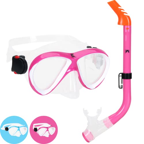 KHROOM Schnorchelset Kinder 3-10 Jahre mit Tragetasche Taucherbrille mit Schnorchel Jungen...