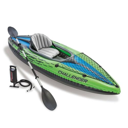 Intex Challenger K1 Kayak 1 Man Inflatable Canoe with Aluminum Oars and Hand Pump,...