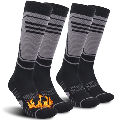 Funyord 2 Paar Skisocken aus Merinowolle für Herren, Kompressions-Snowboardsocken,...