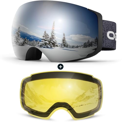 Odoland Skibrille Unisex für Damen und Herren Jungen Rahmenlose Snowboardbrille mit...