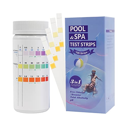 100 Stück Pool Tester Wassertester, 3 IN 1 Poolwasser Teststreifen Spa Whirlpool...