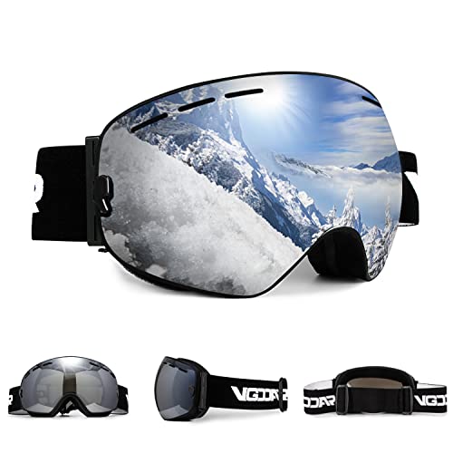 Vgooar OTG Skibrille, Randlose Skibrille mit Anti-Fog-Beschichtung Doppelscheibe, 100%...