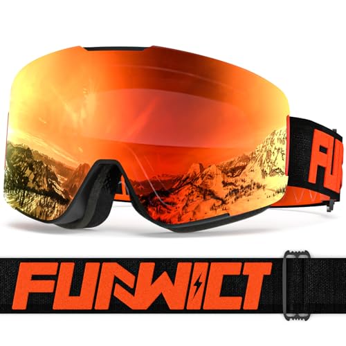 FUNWICT Skibrille Herren Damen Skibrille für Brillenträger Anti-Beschlag mit UV-Schutz...