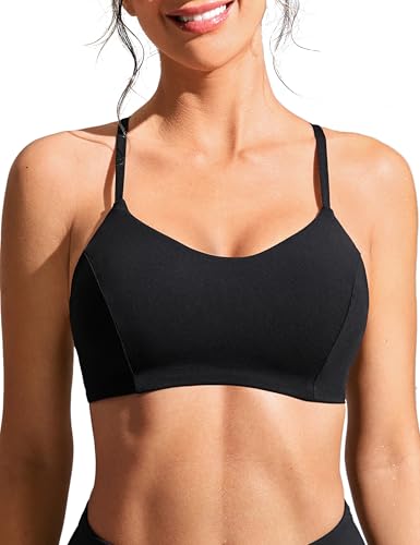 CRZ YOGA Damen Spitze Crisscross Bikini Top Swim Sports BH Workout Swimwear Schwarz 38