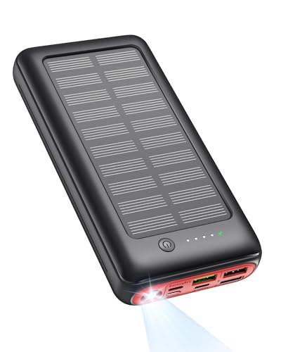 Solar Power Bank 27000mAh USB C Schnell Aufladende Powerbank, SCP 22,5W PD 20W...