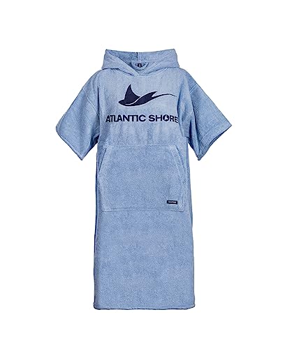 ATLANTIC SHORE | Surf Poncho | Badeponcho mit Kapuze aus 100% Baumwolle | Unisex | Basic...