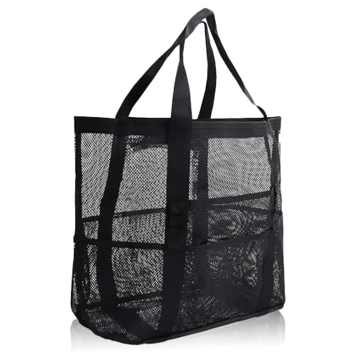 MQWDGJ Mesh Strandtasche XXL Familie, Mesh Beach Bag Einkaufstaschen, Strandtasche mit...