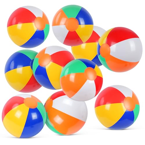 flintronic Aufblasbare Wasserbälle, Strandball in 22cm Durchmesser, 10 Stück Beachball...