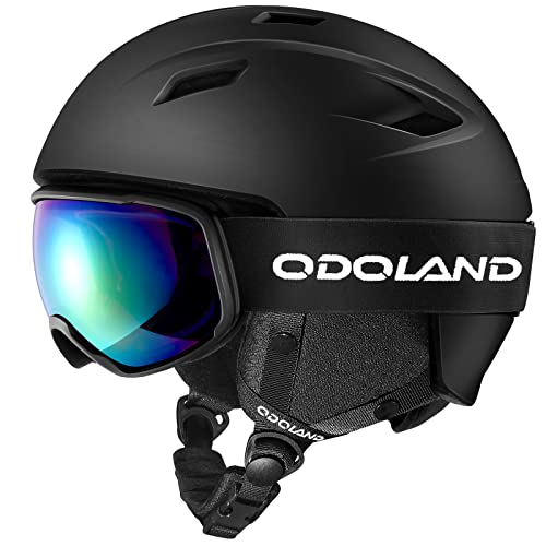 Odoland Skihelm und Skibrille Set Snowboardhelm mit Snowboardbrille für Erwachsene,...