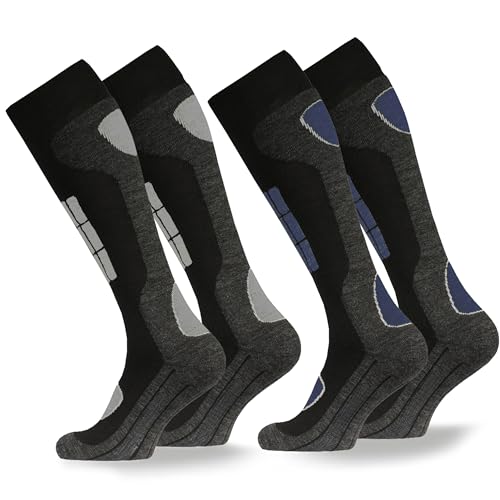 Occulto Herren Skisocken 2er Pack, 4er Pack (Modell: Felix) 2 Paar Blau Anthrazit 47-50