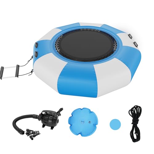 VEVOR Aufblasbarer Wassertrampolin mit Leiter, wasserdichte, Abriebfeste, Wassertrampoline...