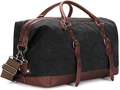 BAOSHA HB-14 Vintage Segeltuch Canvas PU Leder Unisex Handgepäck Reisetasche Sporttasche...