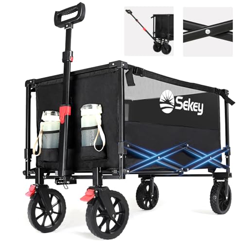 Sekey XXL Bollerwagen Faltbar mit Bremsen 160L 150KG Belastbar, Faltbarer Bollerwagen...