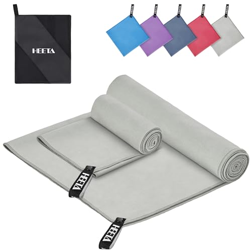 HEETA Mikrofaser Handtücher Set 2 Stück (80x40cm + 180x90cm) -Weich Schnelltrocknende...