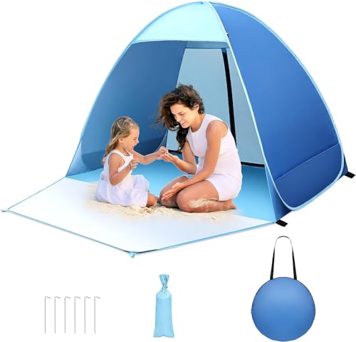 Pop up Strandmuschel, 2-3 Personen Familie Zelt UV Schutz UPF 50+ Strandzelt Wurfzelt mit...