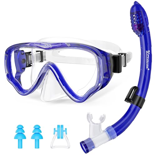 UPhitnis Schnorchelset Kinder - Taucherbrille Anti-Fog und Trocken Schnorchel - Anti-Leck...