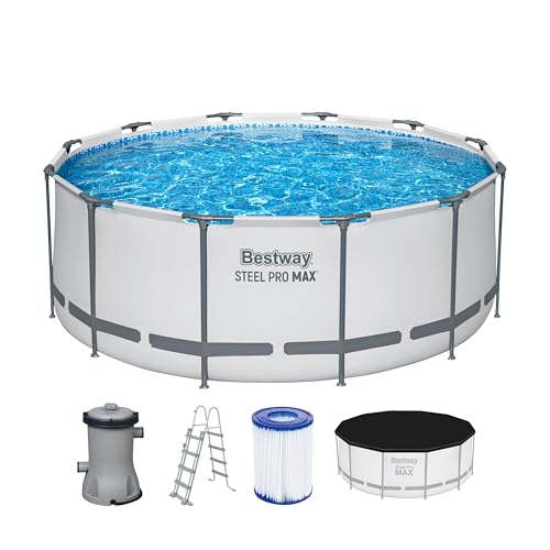 Bestway Steel Pro MAX Frame Pool Komplett-Set mit Filterpumpe Ø 366 x 122 cm, lichtgrau,...