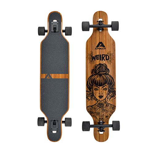 Apollo Longboard, Komplettboard mit Deck aus Bambus & Fiberglas, High-End Board mit ABEC 9...