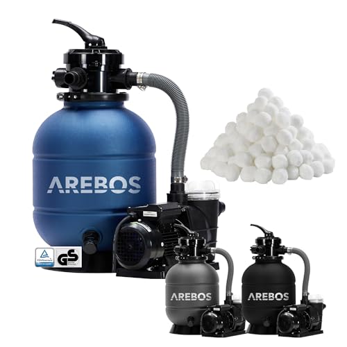 Arebos Sandfilteranlage mit Pumpe inkl. 700g Filterbälle | Blau | 400W | 10.200 L/h |...