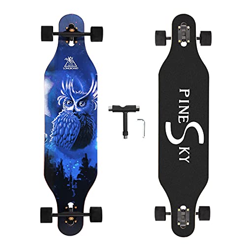 PINESKY 41' Longboard Skateboard 9-lagig Natur Ahorn Komplett Skateboard Cruiser für...