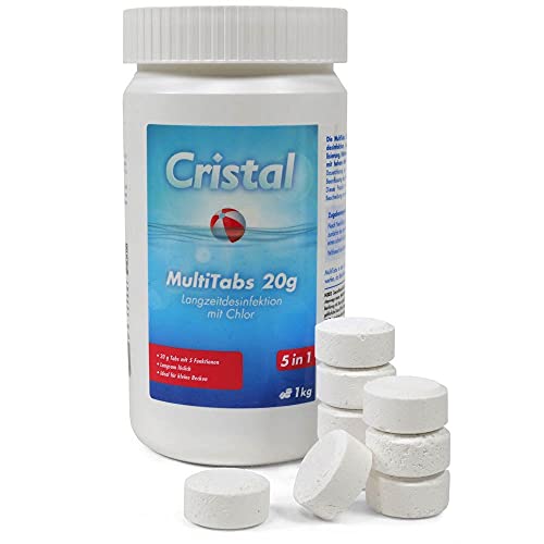 CRISTAL 5 in 1 MultiTabs Chlor 1 kg - 20 g Multifunktionstablette - Langsam löslich...