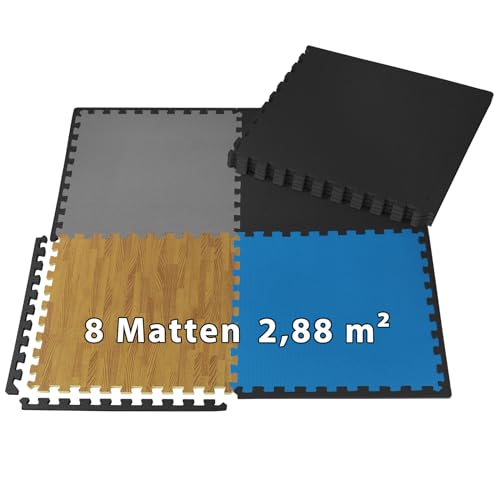 ALPIDEX 8er Set Bodenschutz Matte 1cm Dicke 60x60 cm Trainingsmatten 2,88 m²...