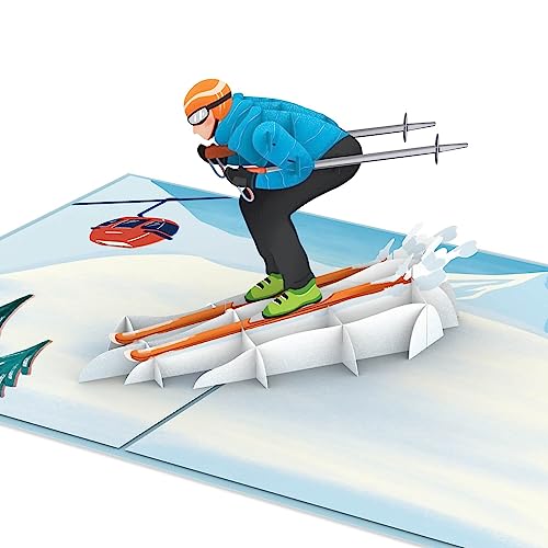 papercrush® Pop-Up Karte Skifahrer - Lustige Gutscheinkarte für Skifahren oder...