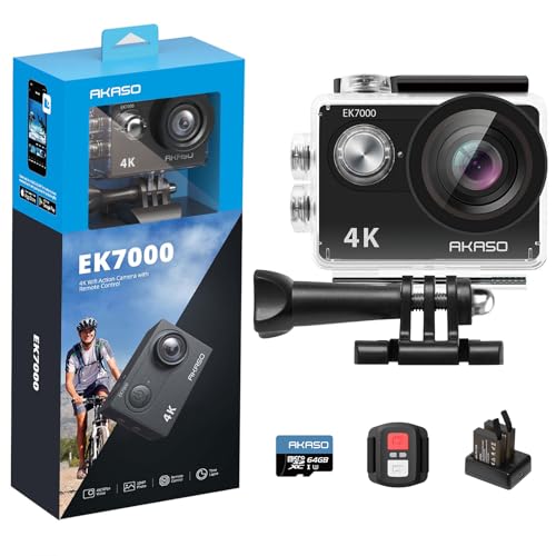 AKASO EK7000 Action Cam 4K30FPS mit 64GB microSDXC Speicherkarte Unterwasserkamera...