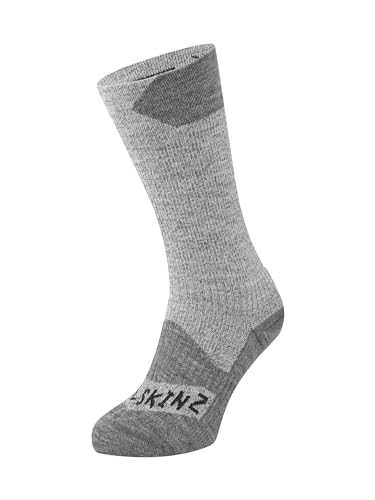 Sealskinz Unisex Allwetter Wasserdichte Socken – Mittellang, Grau, L