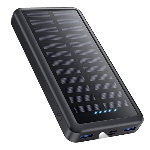 Pxwaxpy Power Bank 27000mAh, Solar Powerbank USB-C 15W PD 3.0A Schnellladung, 3 Outputs 3...