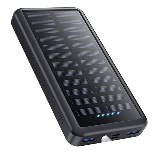 Pxwaxpy Power Bank 26800mAh, Solar Powerbank USB-C 15W PD 3.0A Schnellladung, 3 Outputs 3...