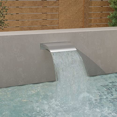 CIADAZ Pool-Wasserfall Silber 45x9x26 cm Edelstahl, Brunnen Garten Wasserfall,...