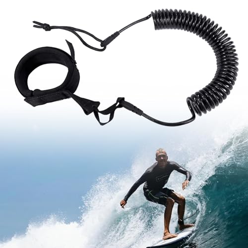 Leash Surfboard 10ft, Einziehbares Surf Leash, TPU Fußseil Fußschlaufen für Surfbrett...