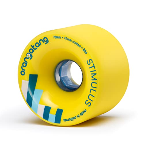 Orangatang Stimulus 70 mm 86a Freeride Longboard Skateboard Wheels (Yellow, Set of 4)