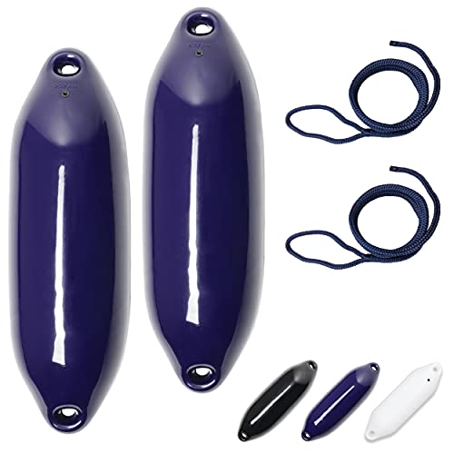 HonuNautic 2er Set Fender incl. Fenderleinen | U-Serie | Farbe: Blau | Größe: Ø 10 x L...