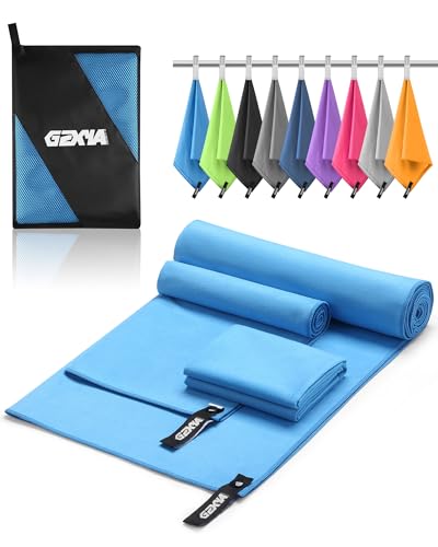 GZXYA Mikrofaser Handtuch 3er-Set (180 x 60 cm großes Badetuch + 2 Stück 80x40 cm...