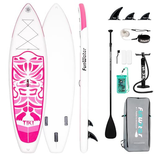 FunWater Stand Up Paddling Board Aufblasbares SUP Board mit Paddel, Flossen, Rucksack,...