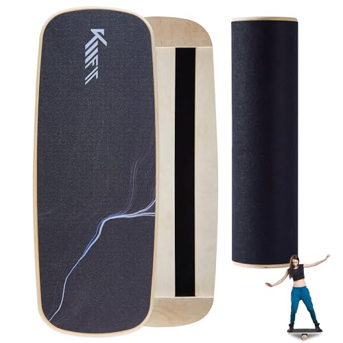 KM-Fit Balance Board | Balancebrett aus Holz | Indoor Skateboard Indoorboard | Surfboard,...